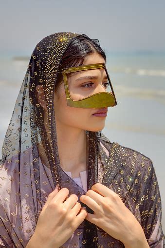 Persian Girl In Traditional Islamic Mask Of Southern Iran Portrait Stock Photo Download Image