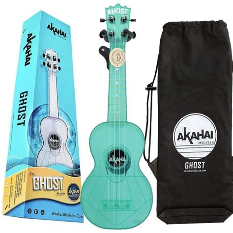 Ukulele Ghost Verde Transparente Ocean Soprano Akahai Capa Ukulele