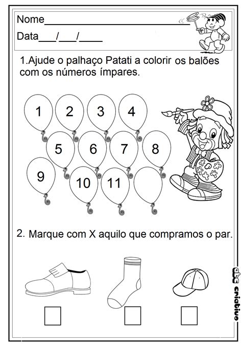 Atividade Com Numeros Pares E Impares 1 Ano