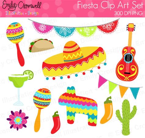 Fiesta Digital Clipart Cinco De Mayo Clipart Commercial Use Etsy