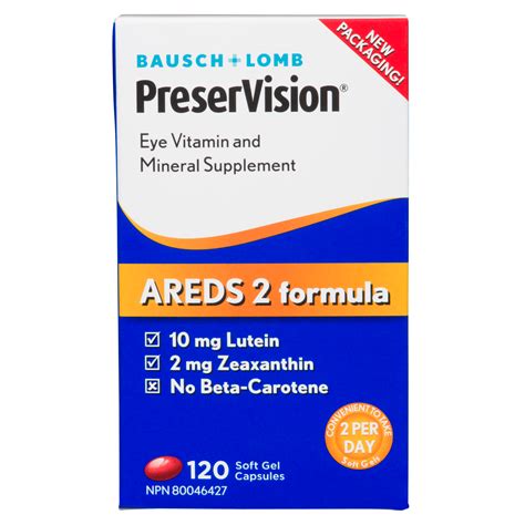 Bausch Lomb PreserVision Areds Formula Eye Vitamin And Mineral Supplement Capsules
