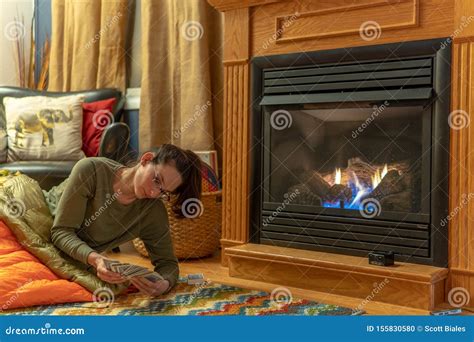 Keeping Warm With Down Blankets By The Fire Stock Photo Image Of Home