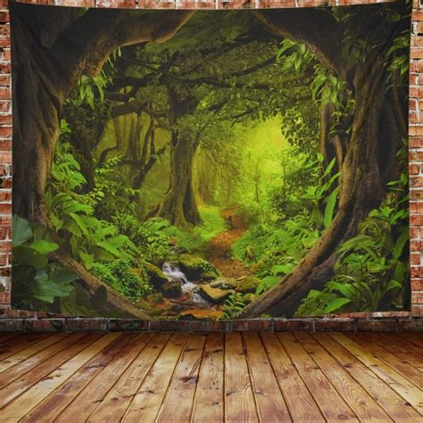 Forest Tapestry Big Tree Cave Forest Tapestry Forest Painting Big Tree