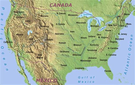 United States Geography Map United States Map Geography Northern