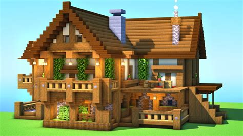 How To Build A House In Minecraft Wooden Medieval Mansion Tutorial