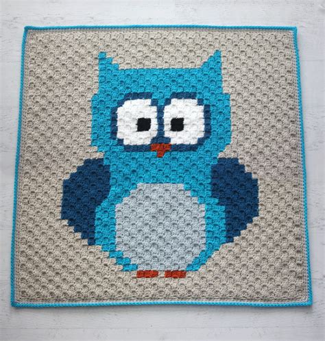 Crochet Owl C2c Baby Blanket With Lion Brand Yarn Repeat Crafter Me