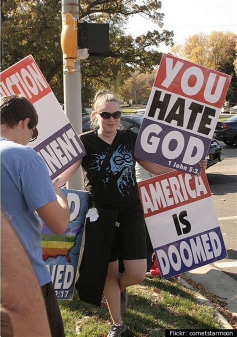 westboro baptist church member wears glee t shirt at anti gay protest photo huffpost