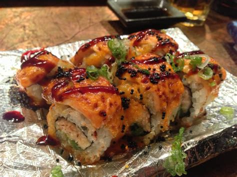 Check spelling or type a new query. Volcano roll (baked salmon with spicy cream sauce, snow ...
