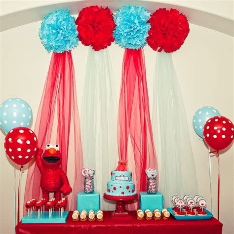 Red And Turquoise Elmo Party Sesame Street Party Ideas Red