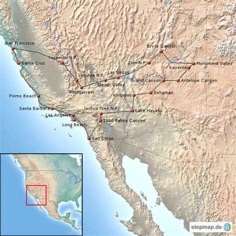 Stepmap Usa West Coast Landkarte Für Usa