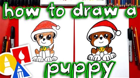How To Draw A Christmas Puppy Christmas Puppy Christmas Art For Kids