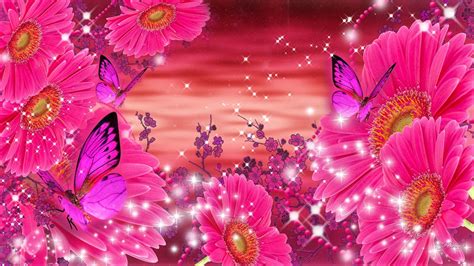 Pink Glitter Background With Butterflies Download Butterfly Wallpapers