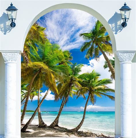 Wooden Open Door Arch Exit To The Beach Caribbean Dominican Republic