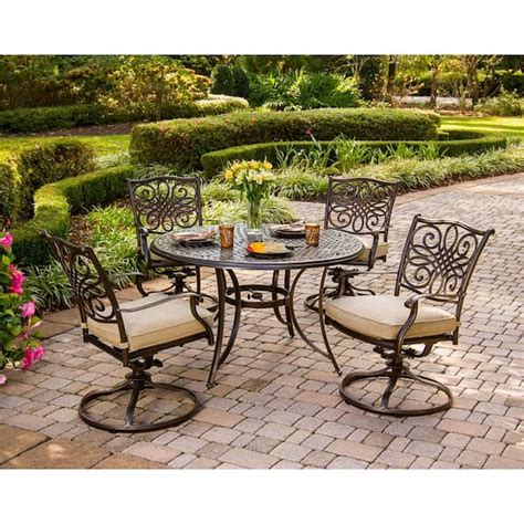 Hanover Traditions 5 Piece Patio Outdoor Dining Set With 4 Swivel