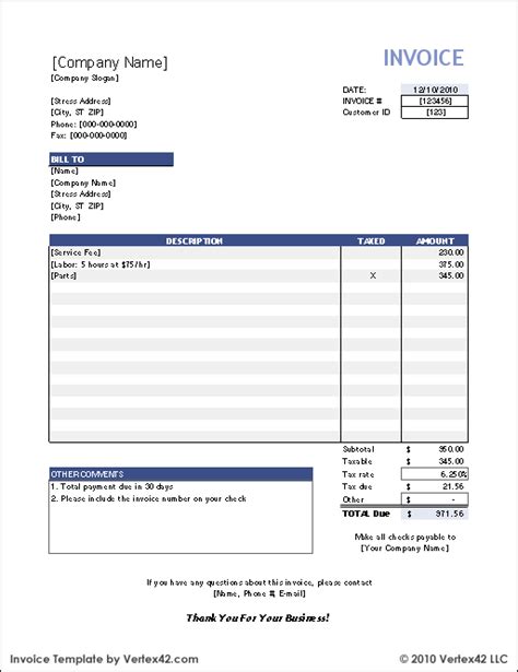 Free Invoice Template For Excel Invoice Template Word Invoice