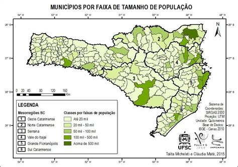 Mapa de Santa Catarina com classificação dos municípios por classe de Download Scientific