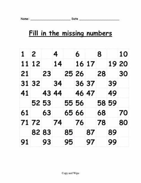 first grade math worksheets | Fill in the missing numbers ...