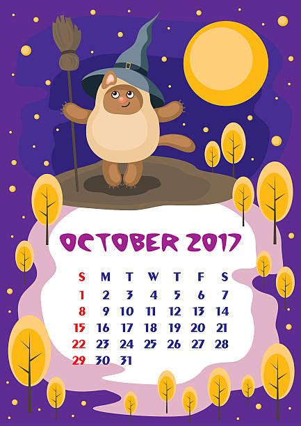 Best Cat Vertical Monthly Calendar 2017 Illustrations Royalty Free