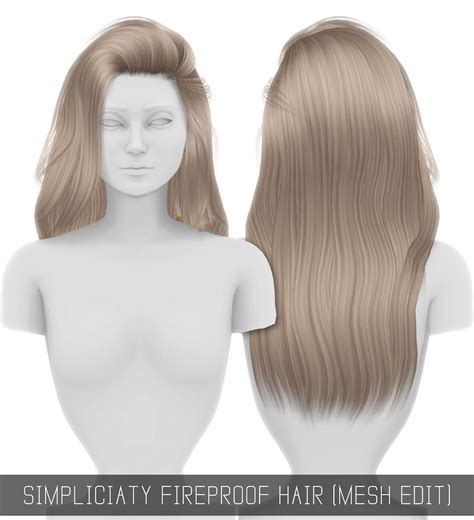 Fireproof Hair Mesh Edit Sims Hair Long Hair Styles Hair Styles