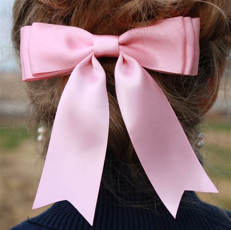 Graceful Hair Bow Pretty Pink Satin Ribbon Womens Ladies Girls