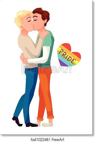 Free Art Print Of Gay Couple Kissing Vector Illustration Male Gays
