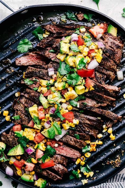 115 to 120°f for rare steak, 120 to 125°f for. Grilled Garlic Herb Flank Steak with Avocado Corn Salsa ...