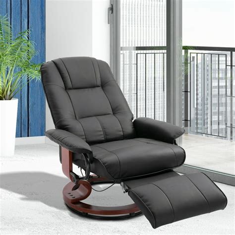 Faux Leather Adjustable Manual Traditional Swivel Base Recliner Chair