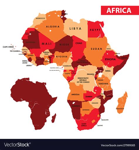 Africa Regions Political Map With Country Names Vector Image