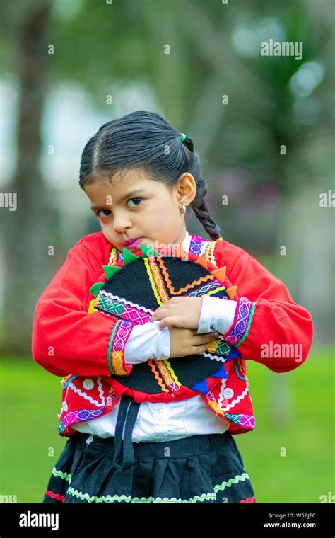 Beautiful Girl Dressed As Ñusta Typical Costume Of Cusco In Peru Stock
