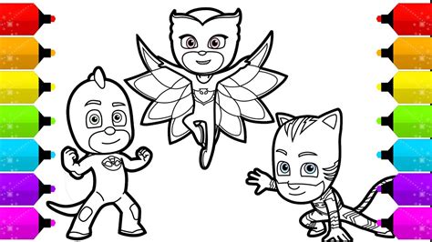 Pj Masks Owlette Gekko Catboy Drawing And Coloring For Kids Youtube