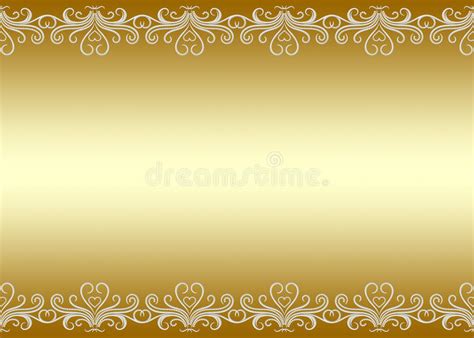 Golden Background Seamless Border With Swirly Pattern Stock