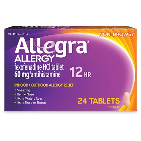 Allegra 12 Hour Allergy Non Drowsy 60mg Tablets Walgreens