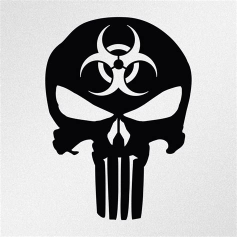 Punisher Skull Biohazard Symbol Car Body Window Bumper Vinyl Decal