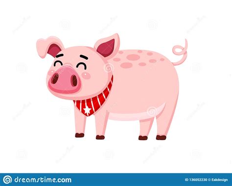 Cute Cartoon Fat Pig Characters Isolated On White