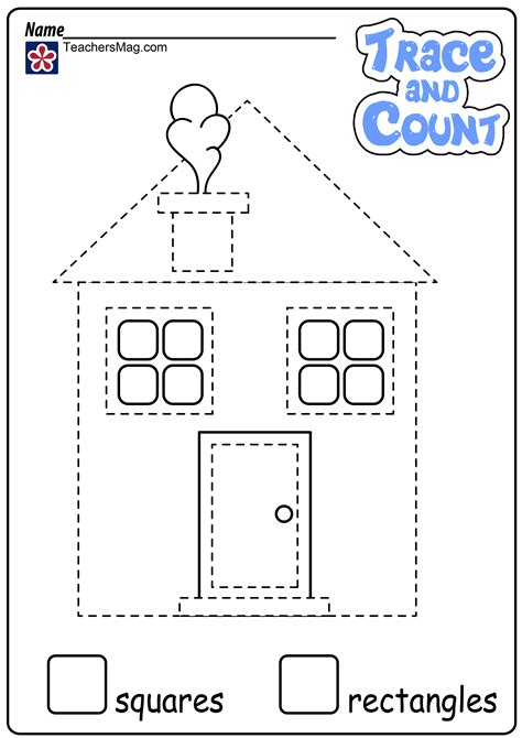 Shape Tracing And Counting Worksheets