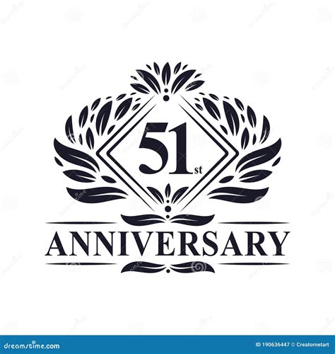 51 Years Anniversary Logo Luxury Floral 51st Anniversary Logo Stock