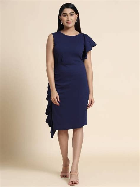 Solid Bodycon Blue Dress At Rs 874 महिलाओं की डिजाइनर ड्रेस लेडीज