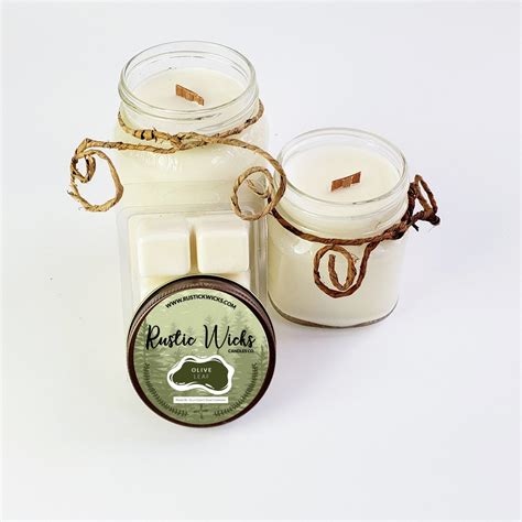Olive Leaf Candle Crackle Wick Candle Rustic Wicks Candle Co