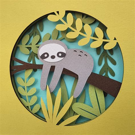 Sloth Cut Your Own DIY Layered 3D Shadow Box Papercutting Template