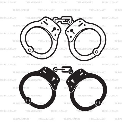 Police Handcuffs Cut Files For Cricut Clip Art Silhouettes Etsy