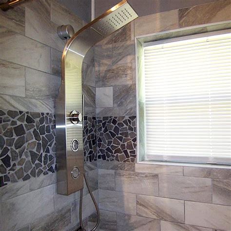 Grey Stone Mosaic Tile Shower Wall Accent Tilehub