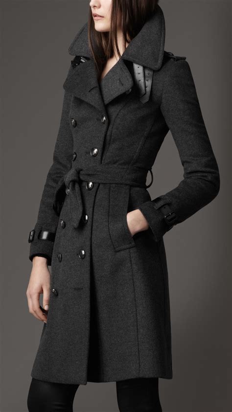 Lyst Burberry Long Wool And Cashmere Blend Trench Coat In Gray