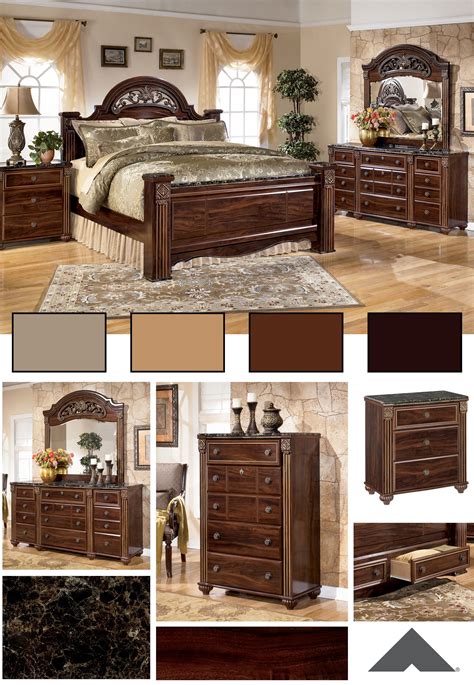 Gabriela Dark Reddish Brown Traditional Old West Master Bedroom Set Ashleyfurniture