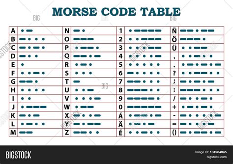 Morse Code Table Vector Photo Free Trial Bigstock