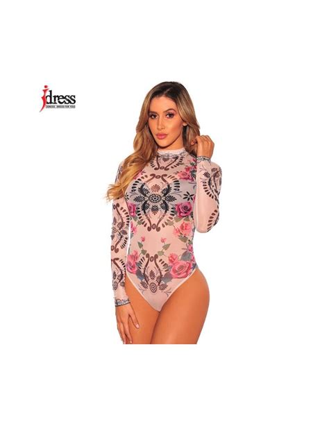 Idress Sexy Club Jumpsuits Lady Bodysuit Women Rompers Bodycon Jumpsuit Long Sleeve Mesh