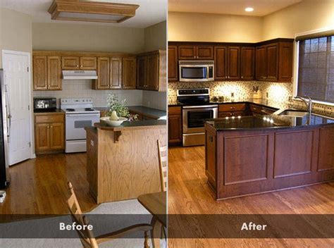 Lacquer provides a durable, resilient finish over kitchen cabinets. Before After Kitchen Cabinet Refacing Or Refinishing ...