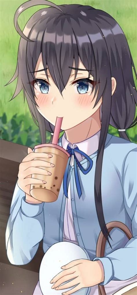 Anime Girl Drinking Wallpaper By Redbedbluecrystal 9d