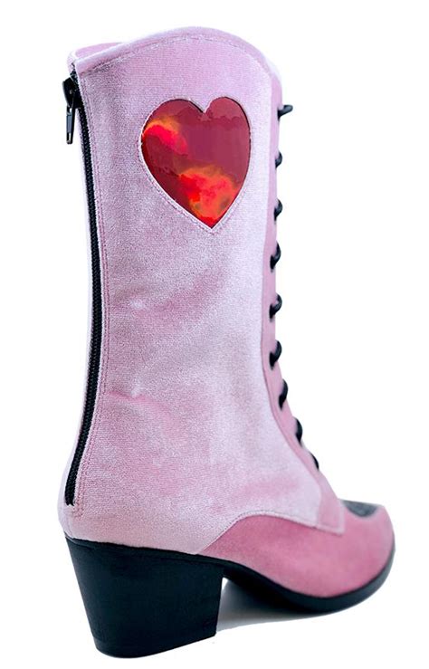 Strangecvlt Spirit Heart Boot Pink Velvet