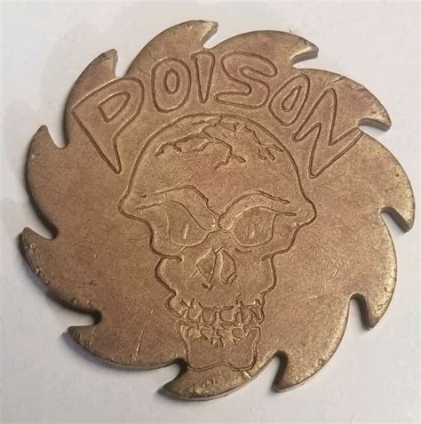 Vintage Poison Buzzsaw Brass Bronze Pog Slammer Coin Token Free