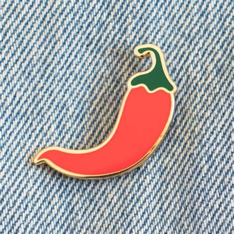 Chili Pepper Enamel Pin Gold Pepper Emoji Hot Sauce Etsy